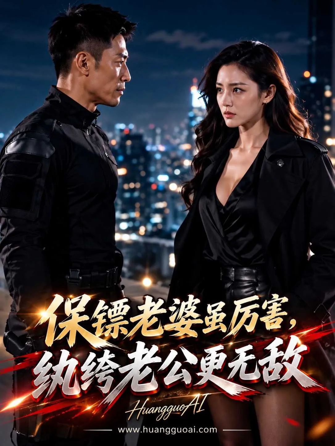 爱情题材短剧封面，男女主角在明亮酒店房间对视